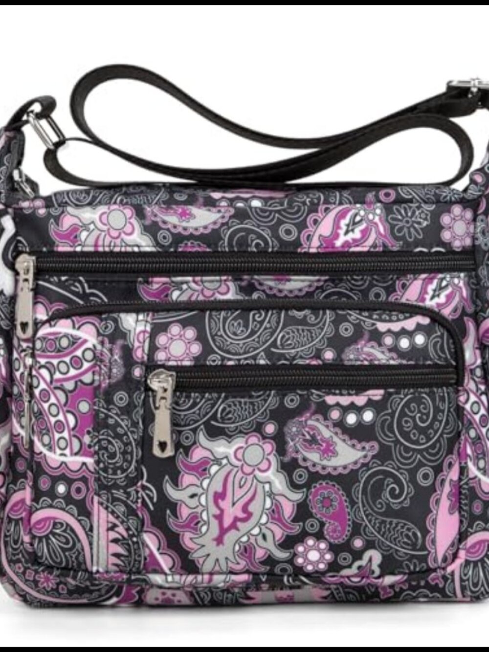 Womens Nylon Crossbody Handbag Paisley Shoulder Bag Multiple Pockets